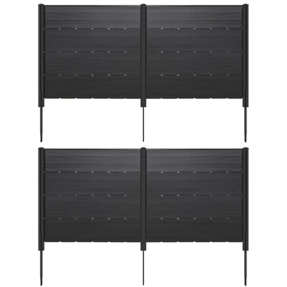 Outdoor Privacy Fence Screen, 5 Ground Stakes, Garden Yard Patio, Black Decorative Fencing & Flooring Black at Gallery Canada