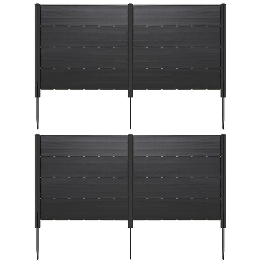 Outdoor Privacy Fence Screen, 5 Ground Stakes, Garden Yard Patio, Black Decorative Fencing & Flooring Black at Gallery Canada