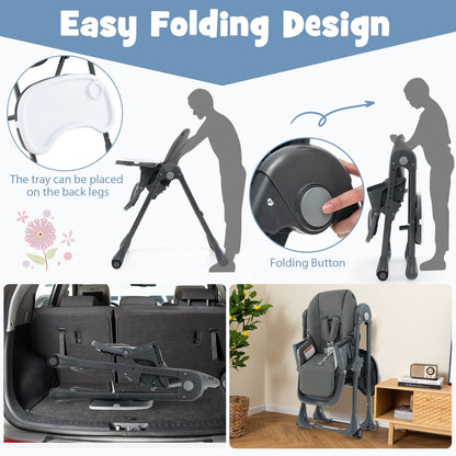 Convertible Baby High Chair, 3-In-1, 7 Heights, Double Tray, Dark Gray High Chairs at Gallery Canada