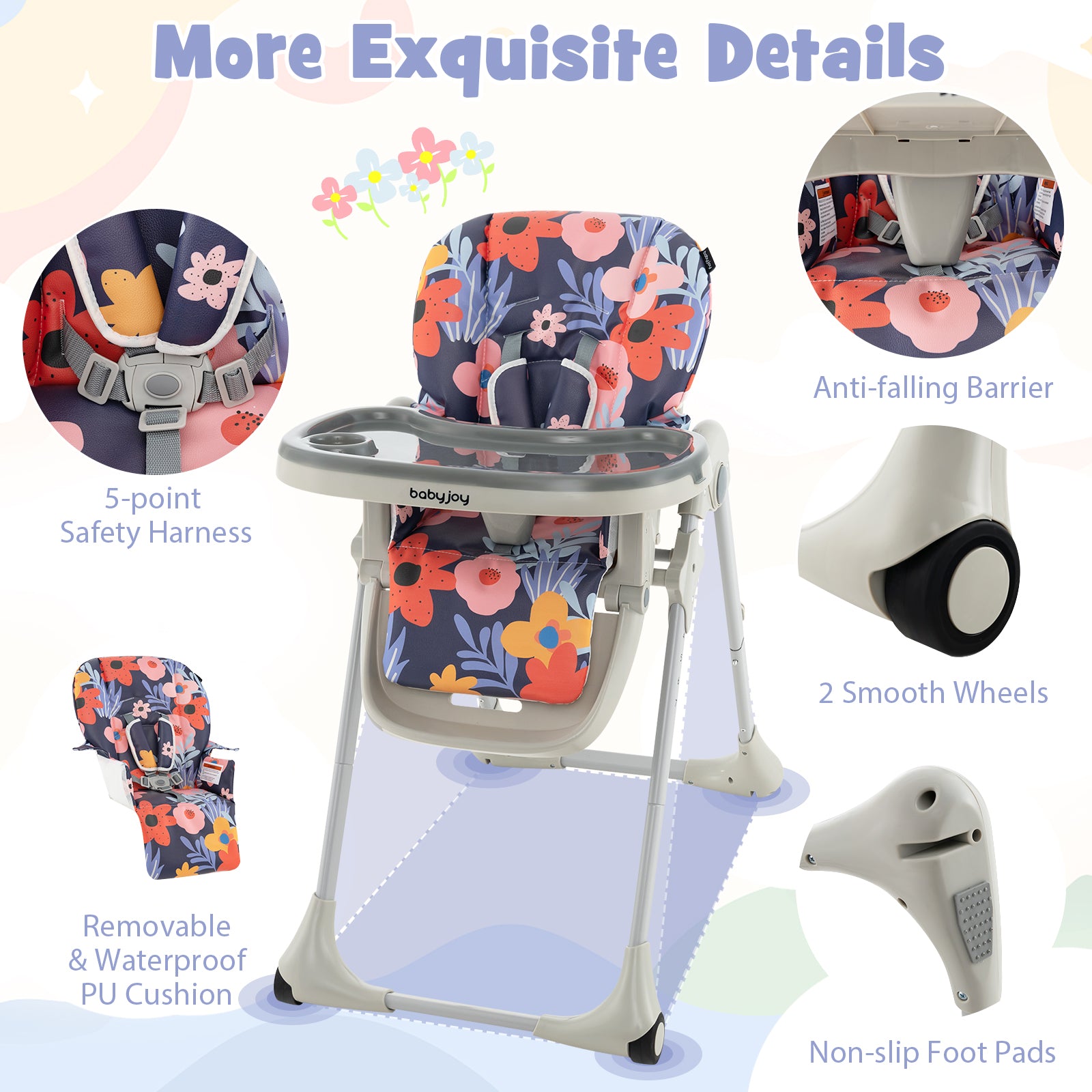 3-In-1 Convertible Baby High Chair for Toddlers, Purple High Chairs at Gallery Canada