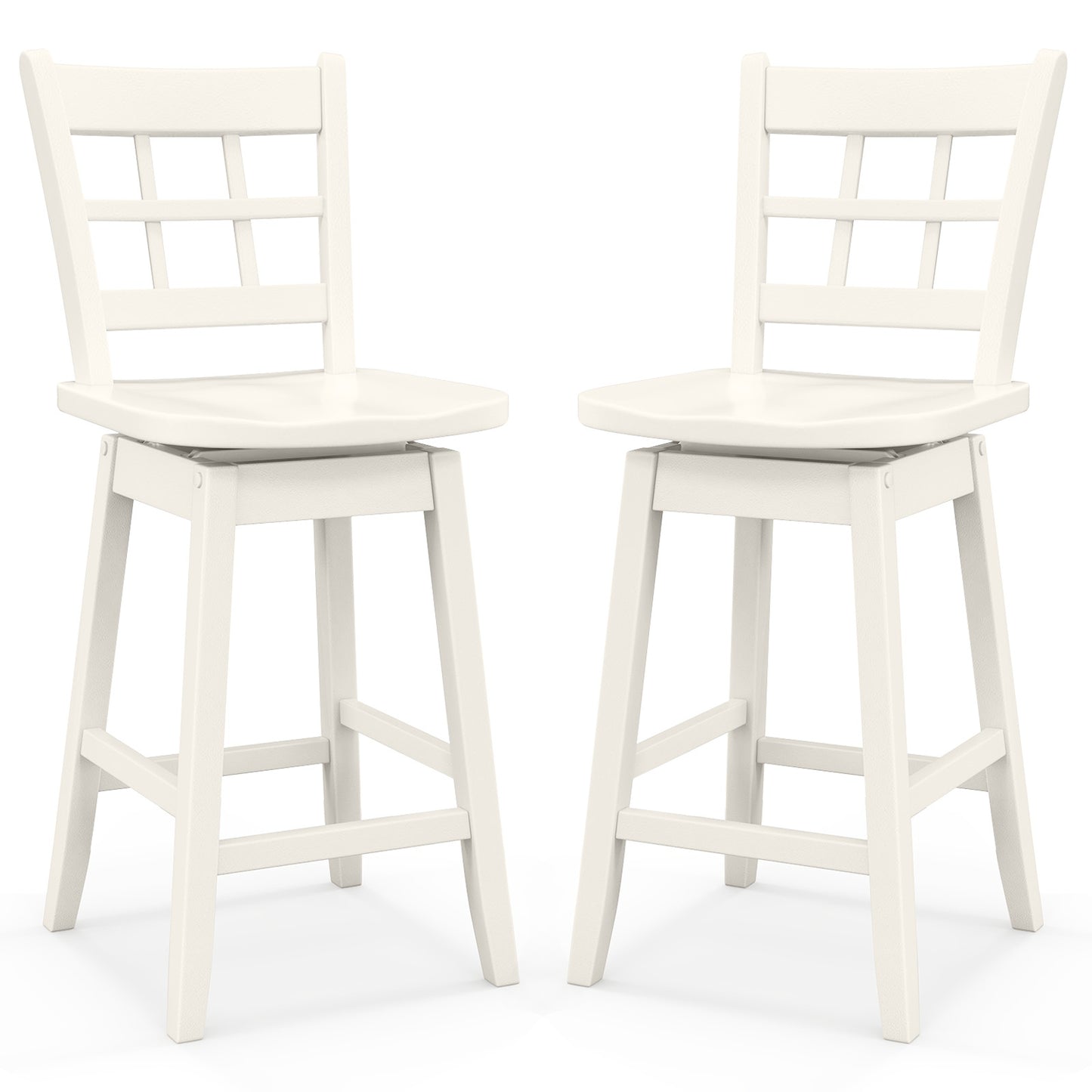 Counter Height Barstools Set of 2 with 6-Grid Hollow Back and Seat, White Bar Stools White at Gallery Canada