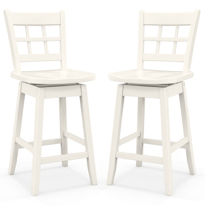 Counter Height Barstools Set of 2 with 6-Grid Hollow Back and Seat, White Bar Stools White at Gallery Canada