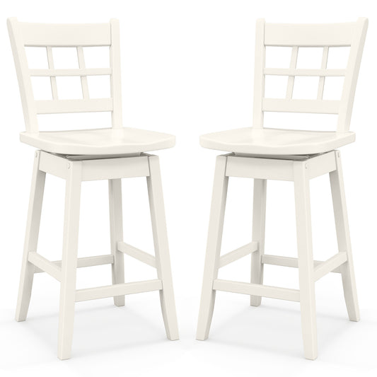Counter Height Barstools Set of 2 with 6-Grid Hollow Back and Seat, White Bar Stools White at Gallery Canada