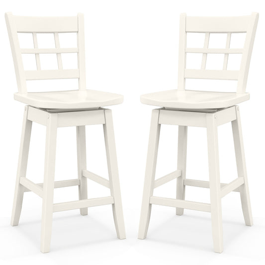 Counter Height Barstools Set Of 2, 6-Grid Hollow Back, White Bar Stools White at Gallery Canada