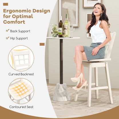 Counter Height Barstools Set of 2 with 6-Grid Hollow Back and Seat, White Bar Stools at Gallery Canada