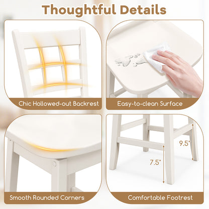 Counter Height Barstools Set of 2 with 6-Grid Hollow Back and Seat, White Bar Stools at Gallery Canada