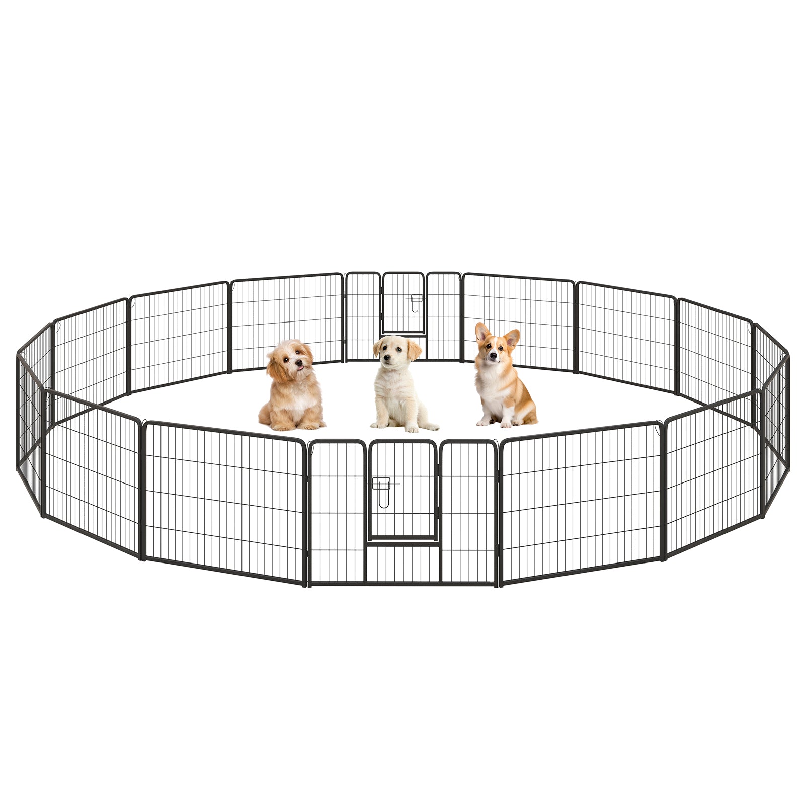 16 Panel 24/32/40 Inches Height Dog Playpen with Lock and Large Door-24 inches Pet Gate at Gallery Canada
