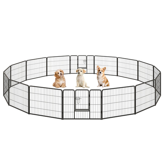 16 Panel Dog Playpen, 24 Inches Height, With Lock And Large Door Pet Gate Options at Gallery Canada