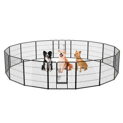 Parc pour chiens à 16 panneaux, Hauteur de 32 pouces, Avec verrou et grande porte