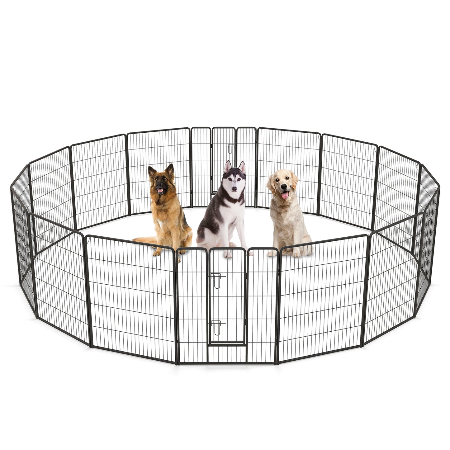 Parc pour chien à 16 panneaux, hauteur de 40 pouces, avec verrou et grande porte
