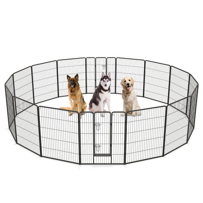 Parc pour chien à 16 panneaux, hauteur de 40 pouces, avec verrou et grande porte