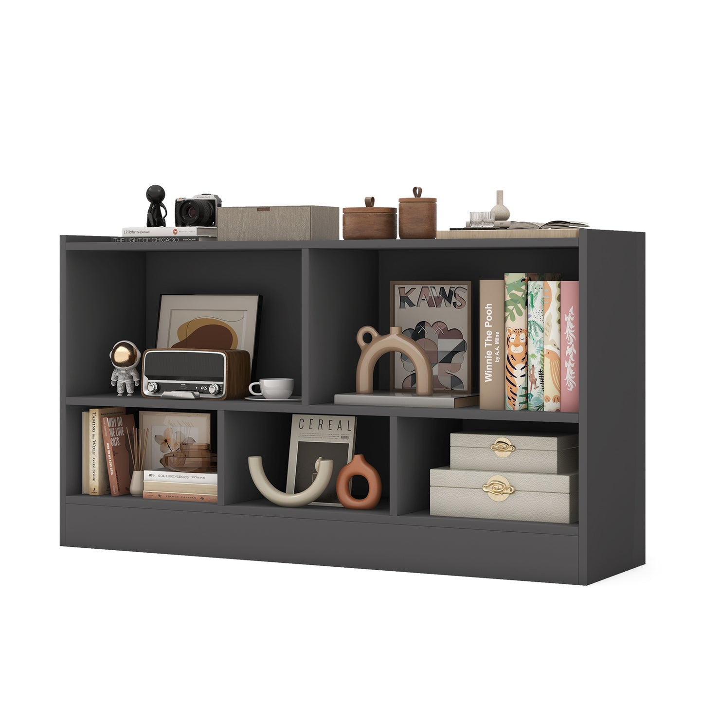 Kids 2-Shelf 5-Cube Wood Toy Storage Cabinet, Gray Kids Storage at Gallery Canada