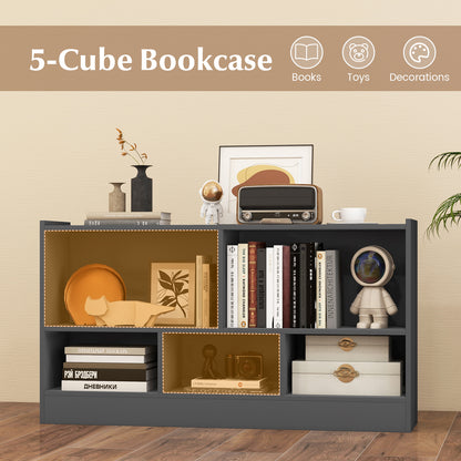 Kids 2-Shelf Bookcase 5-Cube Wood Toy Storage Cabinet Organizer, Gray Kids Storage at Gallery Canada