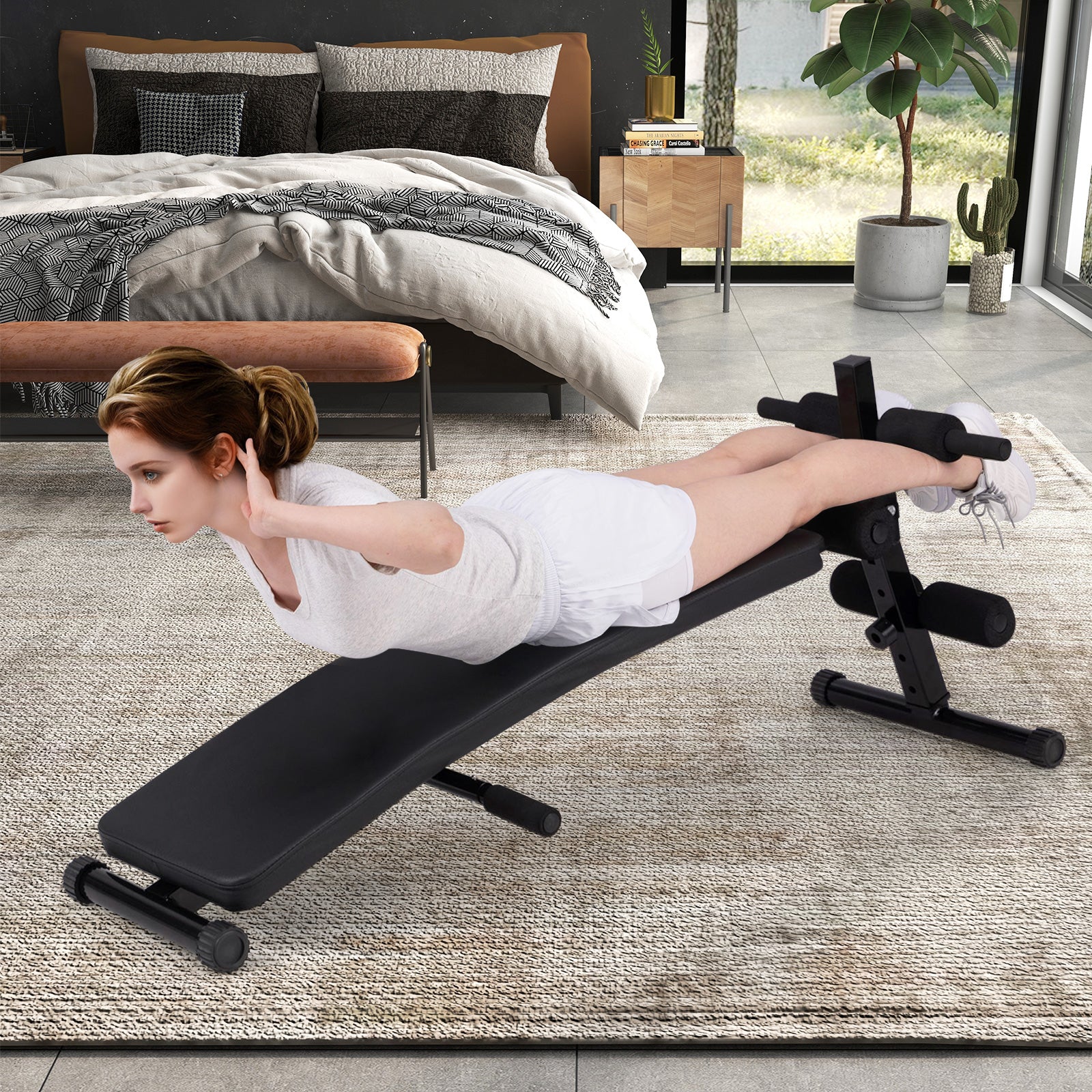 Adjustable Decline Sit Up Bench for Exercise for Home Gym, Black Exercise Machines at Gallery Canada