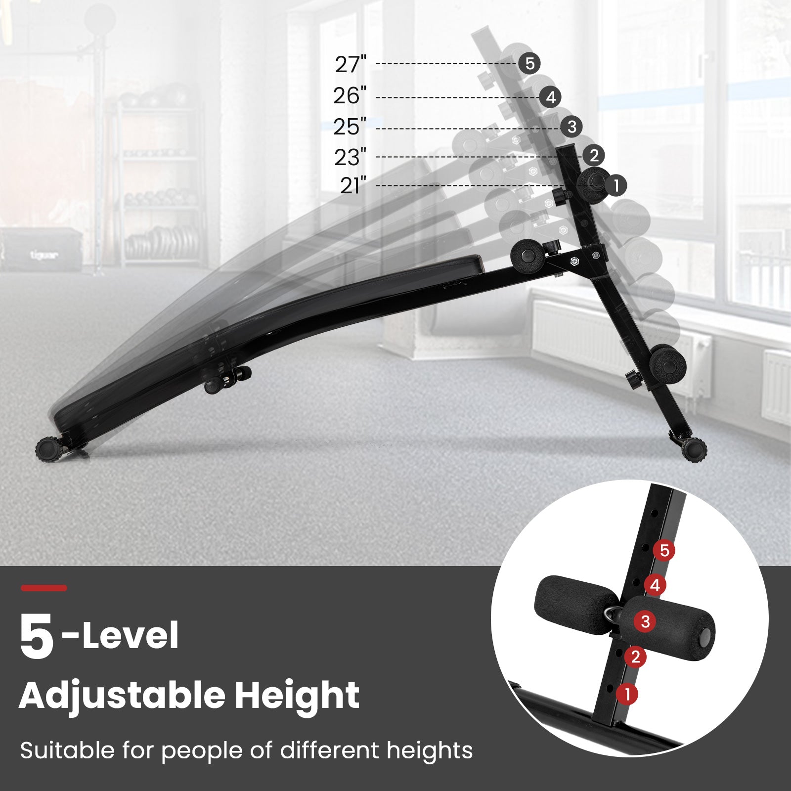 Adjustable Decline Sit Up Bench for Exercise for Home Gym, Black Exercise Machines at Gallery Canada