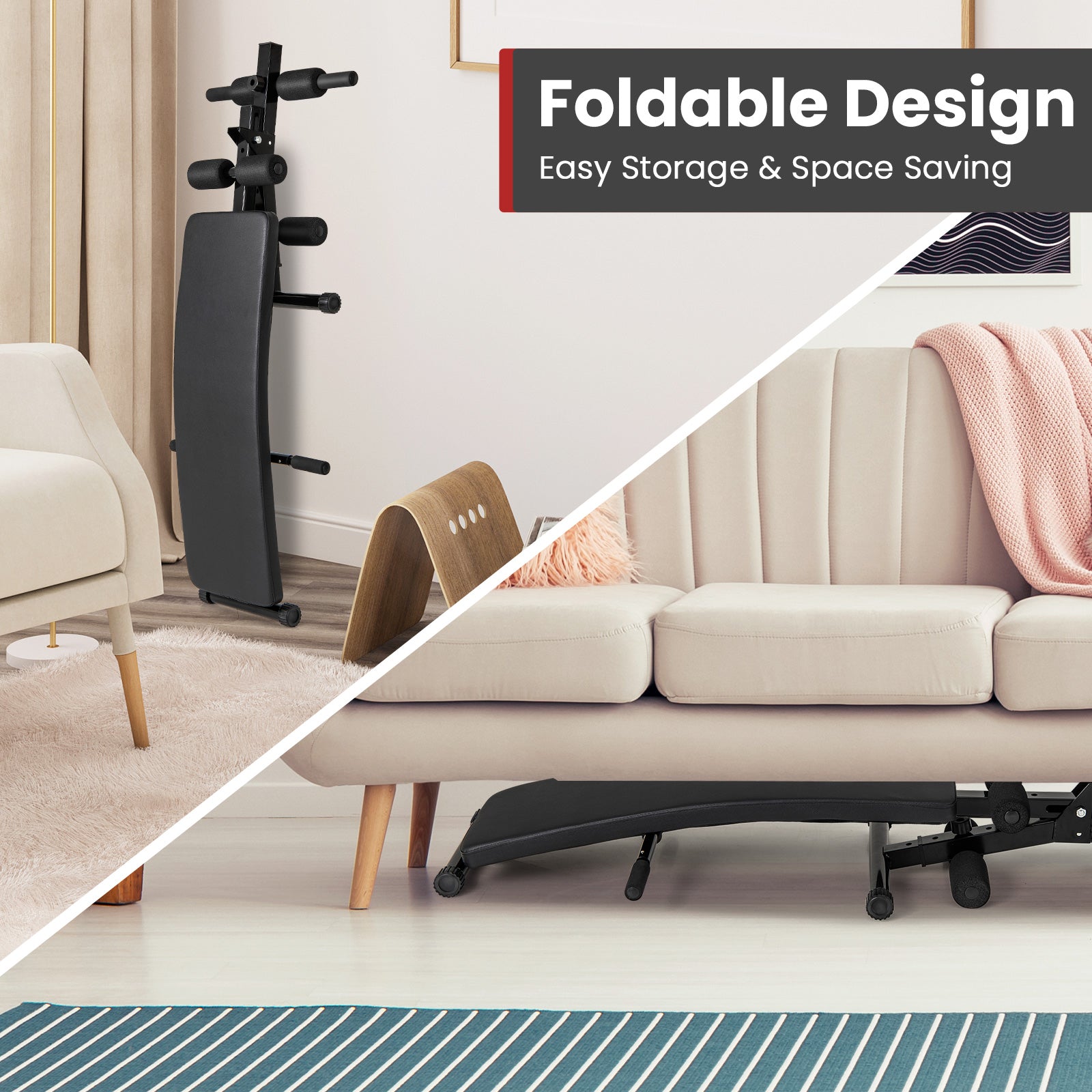 Adjustable Decline Sit Up Bench for Exercise for Home Gym, Black Exercise Machines at Gallery Canada