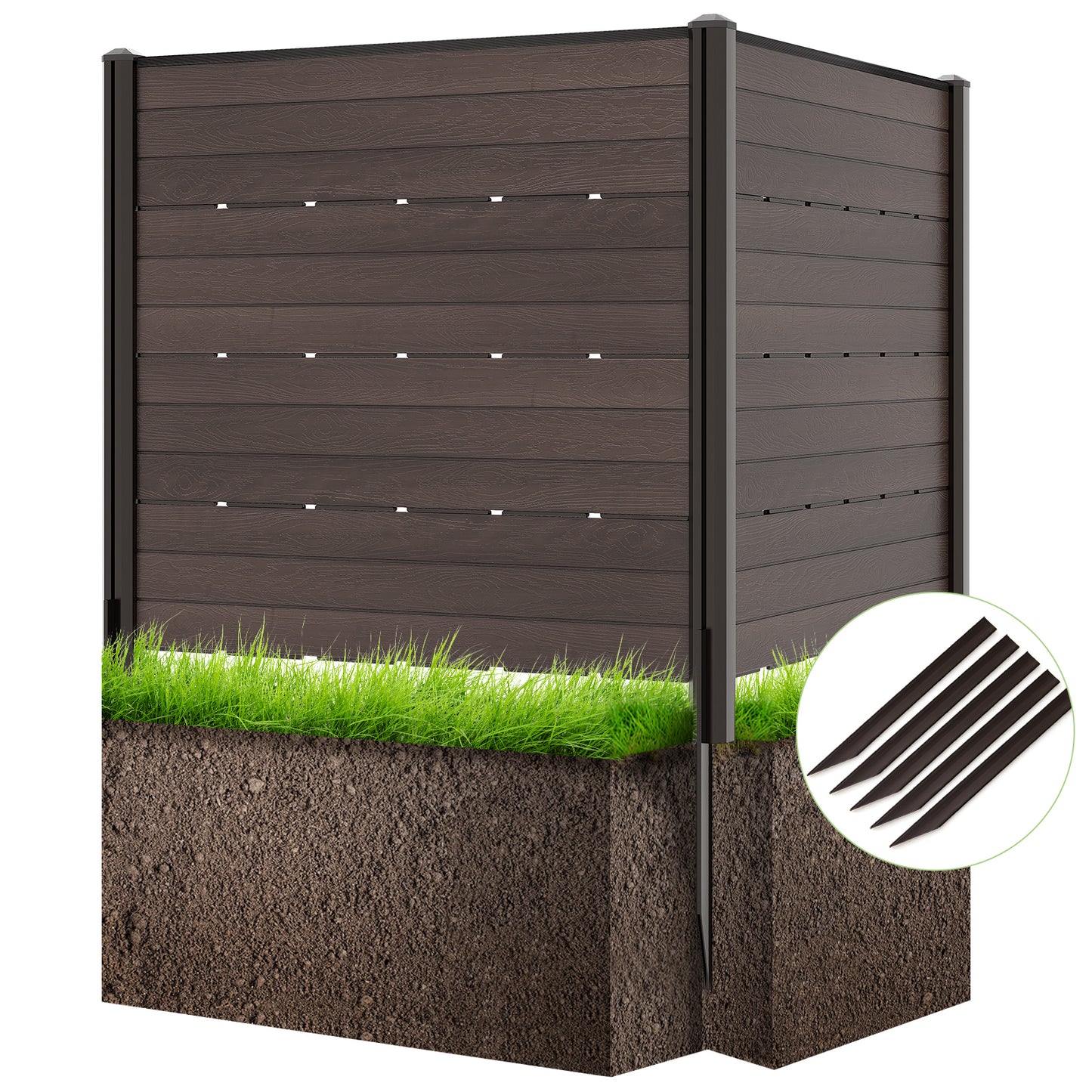Outdoor Privacy Fence Screen with 5 Ground Stakes for Garden Yard Patio, Brown Room Dividers at Gallery Canada