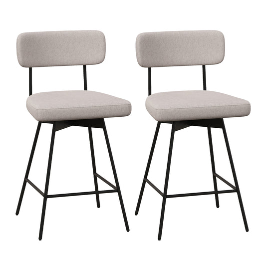 25 Inch 2-Piece Modern Upholstered Bar Stools with Back, Beige Bar Stools Beige at Gallery Canada