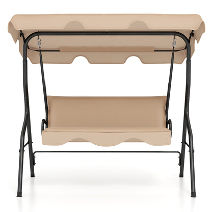 3 Seat Outdoor Patio Swing, Steel Frame, Beige Porch Swings at Gallery Canada