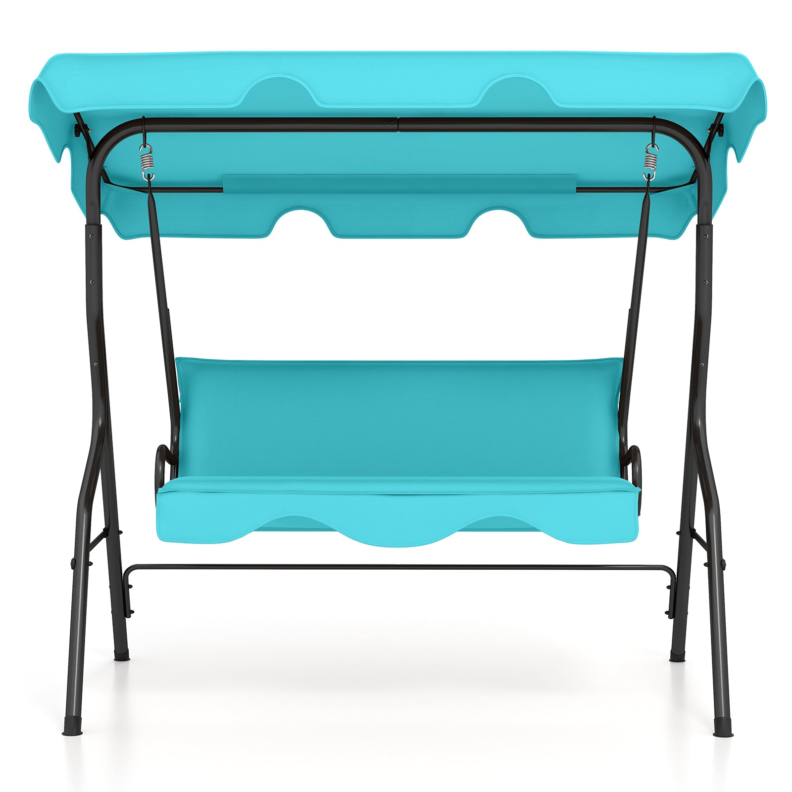 3 Seats Patio Swing Glider, Cushioned Steel Frame, Blue Porch Swings Blue at Gallery Canada