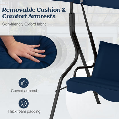 3-Seat Outdoor Patio Canopy Swing, Navy Porch Swings at Gallery Canada