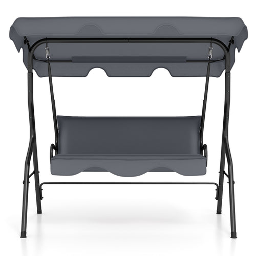 3-Seat Outdoor Patio Swing, Steel Frame, Gray