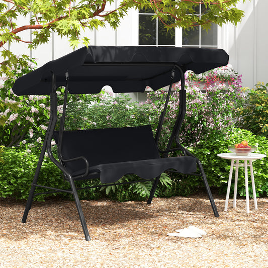 3 Seats Patio Canopy Swing, Black Porch Swings Black at Gallery Canada