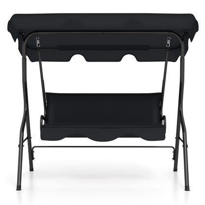 3 Seats Patio Canopy Swing, Black