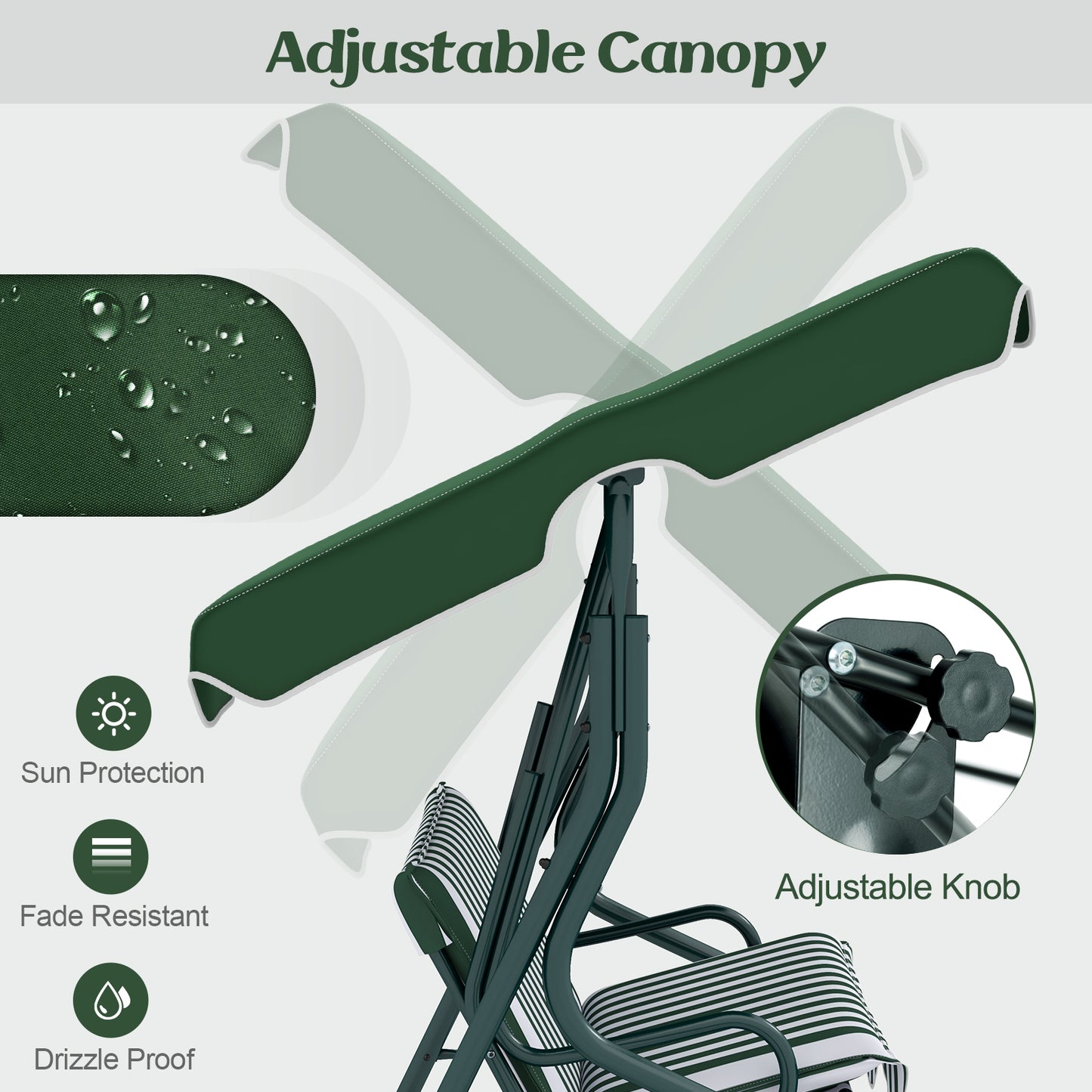 3 Seats Patio Canopy Swing, Green Porch Swings at Gallery Canada
