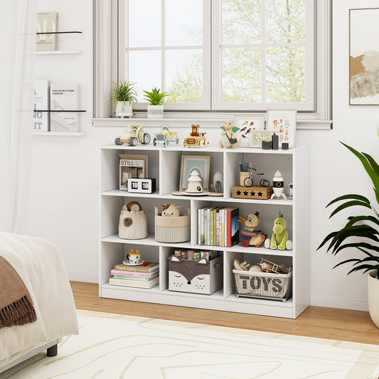3-Tier Open Bookcase 8-Cube Floor Standing Storage Shelves Display Cabinet, White Bookcases White at Gallery Canada