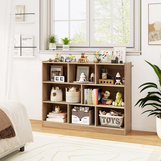 3-Tier Open Bookcase 8-Cube Floor Standing Storage Shelves, Natural Bookcases Natural at Gallery Canada