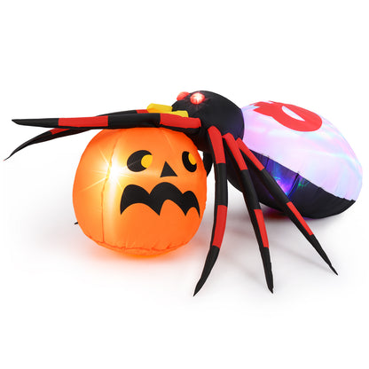 4.9 x 4.6 Feet Inflatable Spider with Pumpkin and Rotating Light, Multicolor Halloween at Gallery Canada