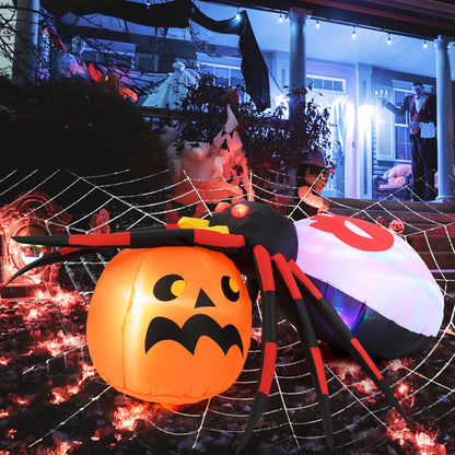 4.9 x 4.6 Feet Inflatable Spider with Pumpkin and Rotating Light, Multicolor Halloween at Gallery Canada