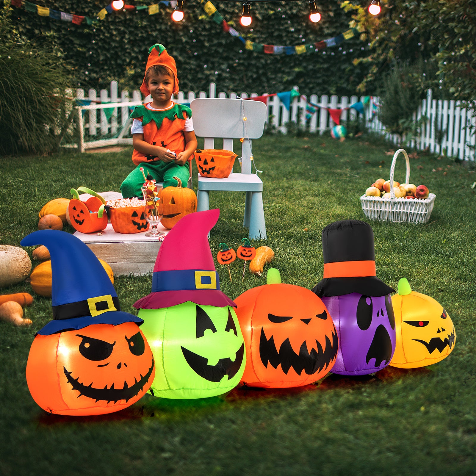 9 Feet Inflatable Pumpkin Patch, Built-in LED Lights, Witch Hats, Multicolor Halloween at Gallery Canada