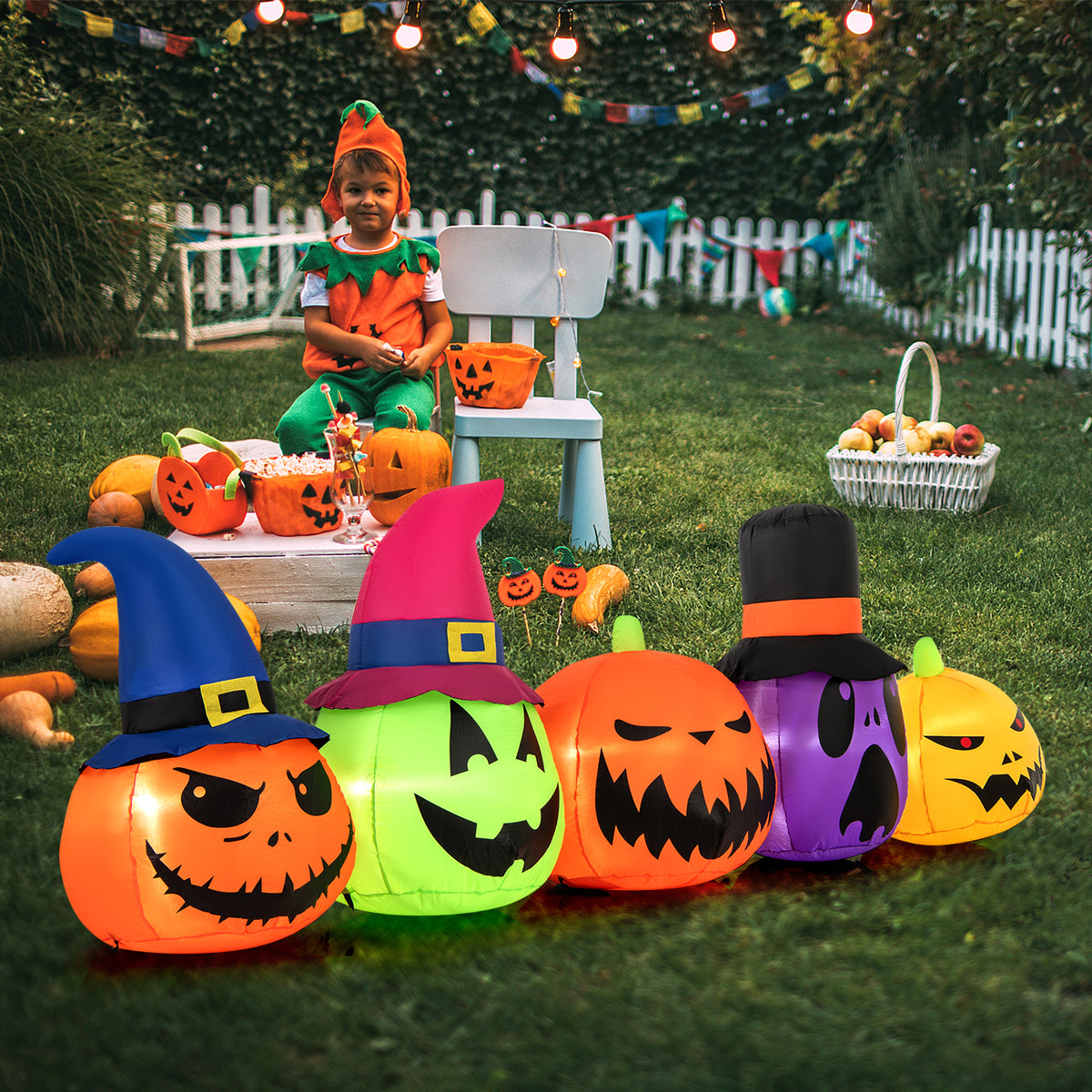 9 Feet Inflatable Pumpkin Patch, Built-in LED Lights, Witch Hats, Multicolor Halloween at Gallery Canada