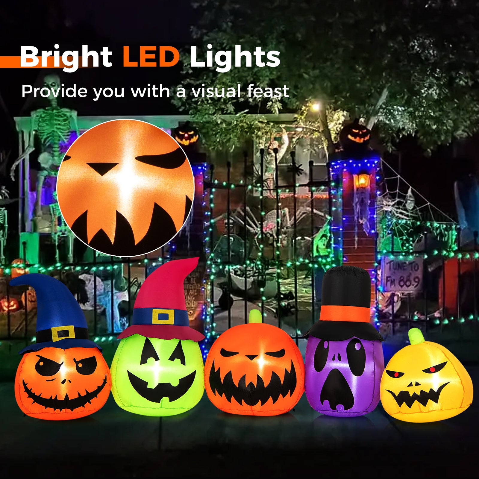 9 Feet Inflatable Pumpkin Patch, Built-in LED Lights, Witch Hats, Multicolor Halloween at Gallery Canada