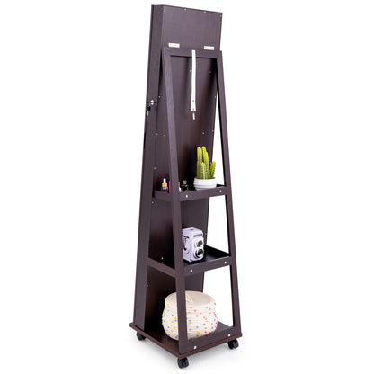 Armoire à bijoux verrouillable de 64 pouces avec miroir de maquillage intégré, violet