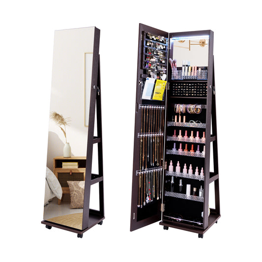 64 Inches Lockable Jewelry Cabinet Armoire With Built-In Makeup Mirror, Purple Jewelry Armoires Purple at Gallery Canada