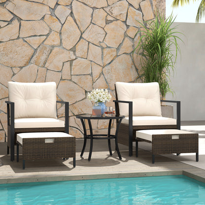 4 Piece Outdoor Furniture Set with Glass Topped Coffee Table, White Patio Conversation Sets at Gallery Canada