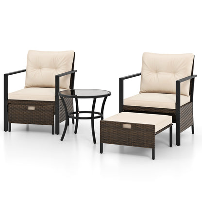 4 Piece Outdoor Furniture Set, Glass Coffee Table, White Patio Conversation Sets White at Gallery Canada