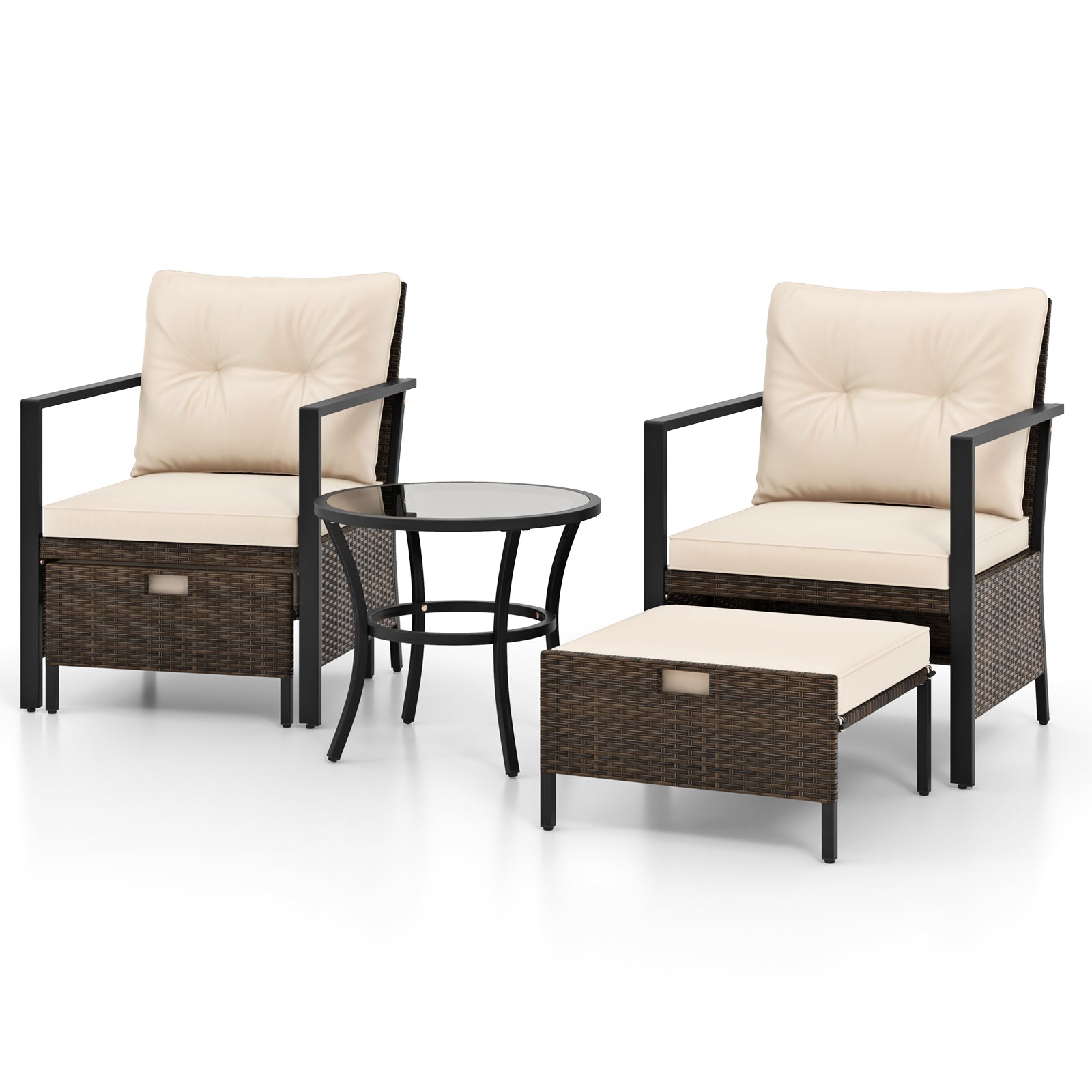 4 Piece Outdoor Furniture Set with Glass Topped Coffee Table, White Patio Conversation Sets at Gallery Canada