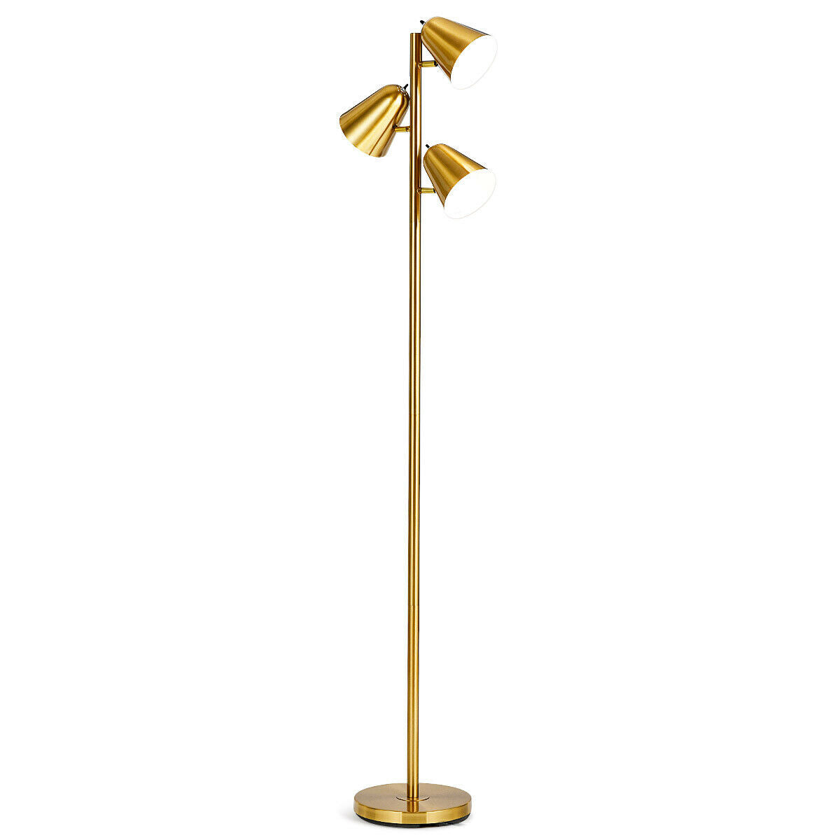 64 Inch 3-Light LED Floor Lamp, Living Room Bedroom Reading Light, Golden Table & Floor Lamps at Gallery Canada