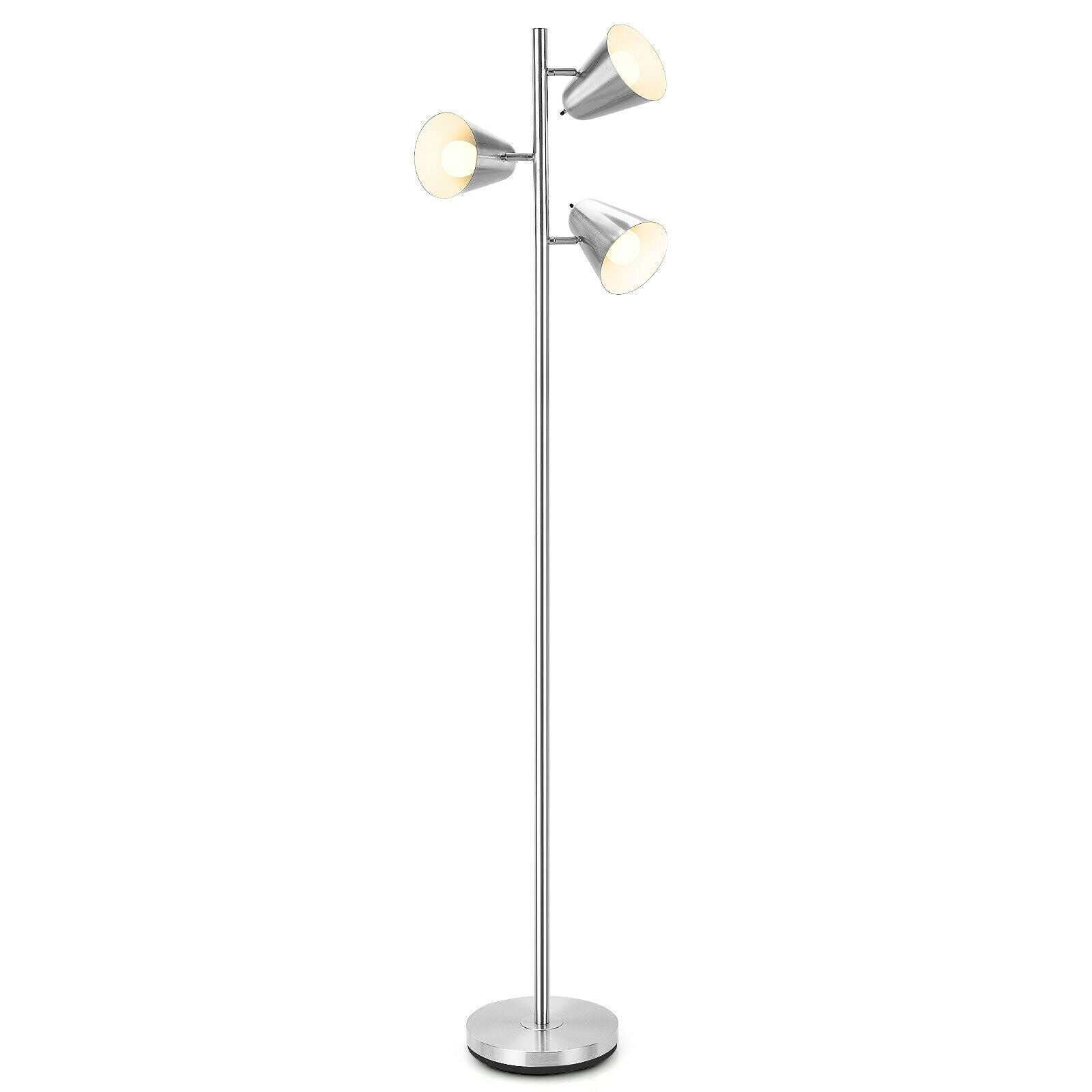 64 Inch 3-Light LED Floor Lamp, Living Room Bedroom, Silver Table & Floor Lamps at Gallery Canada