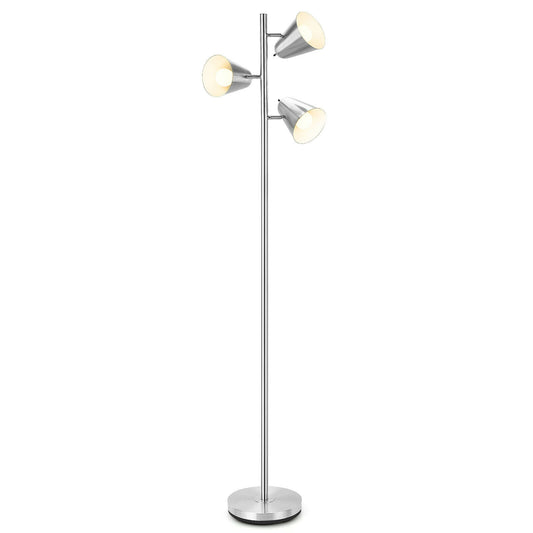 64 Inch 3-Light LED Floor Lamp, Living Room Bedroom, Silver Table & Floor Lamps Silver at Gallery Canada
