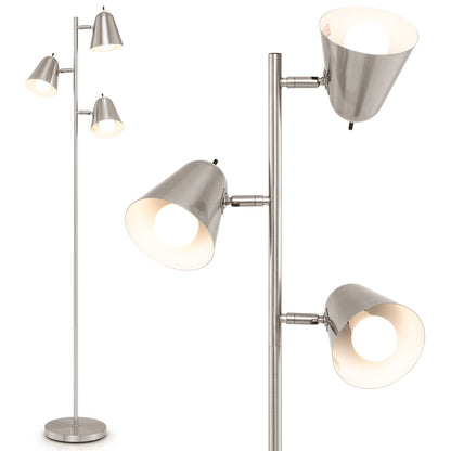 64 Inch 3-Light LED Floor Lamp Reading Light for Living Room Bedroom, Silver Table & Floor Lamps at Gallery Canada