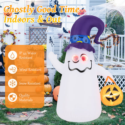 6 Ft Halloween Inflatables Cute Ghost with Dimming Infinity Mirror Light, White Halloween at Gallery Canada