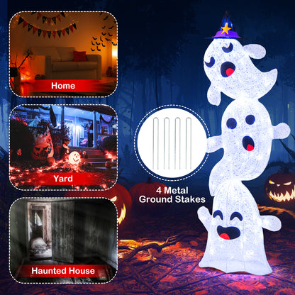 4 FT Stacked Ghosts Halloween Decoration, 120 LED Lights, White Halloween at Gallery Canada