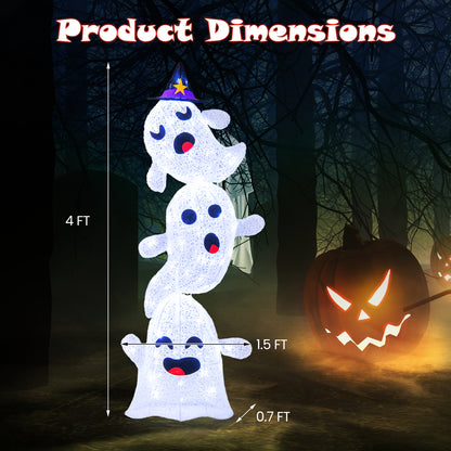 4 FT Stacked Ghosts Halloween Decoration, 120 LED Lights, White Halloween at Gallery Canada