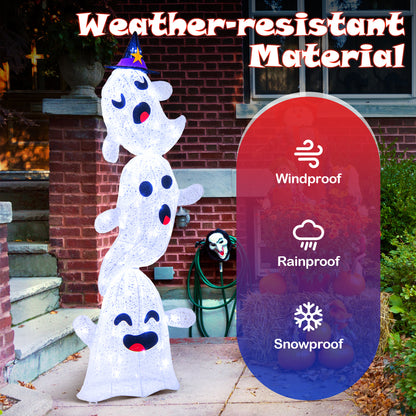 4 FT Stacked Ghosts Halloween Decoration, 120 LED Lights, White Halloween at Gallery Canada