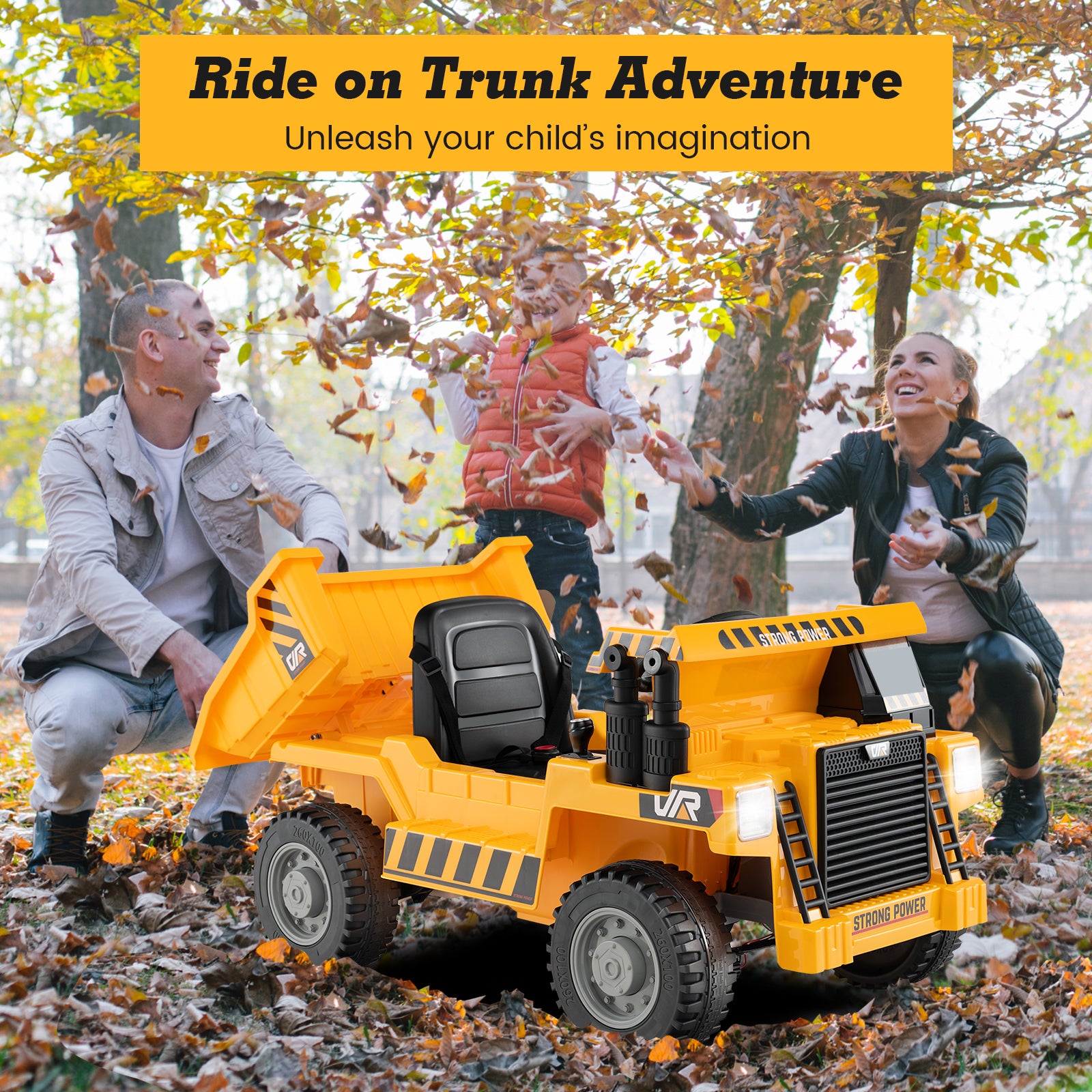 Kids Ride on Dump Truck 12V Ride on Car with Electric Dump Bed, Yellow Powered Ride On Toys at Gallery Canada